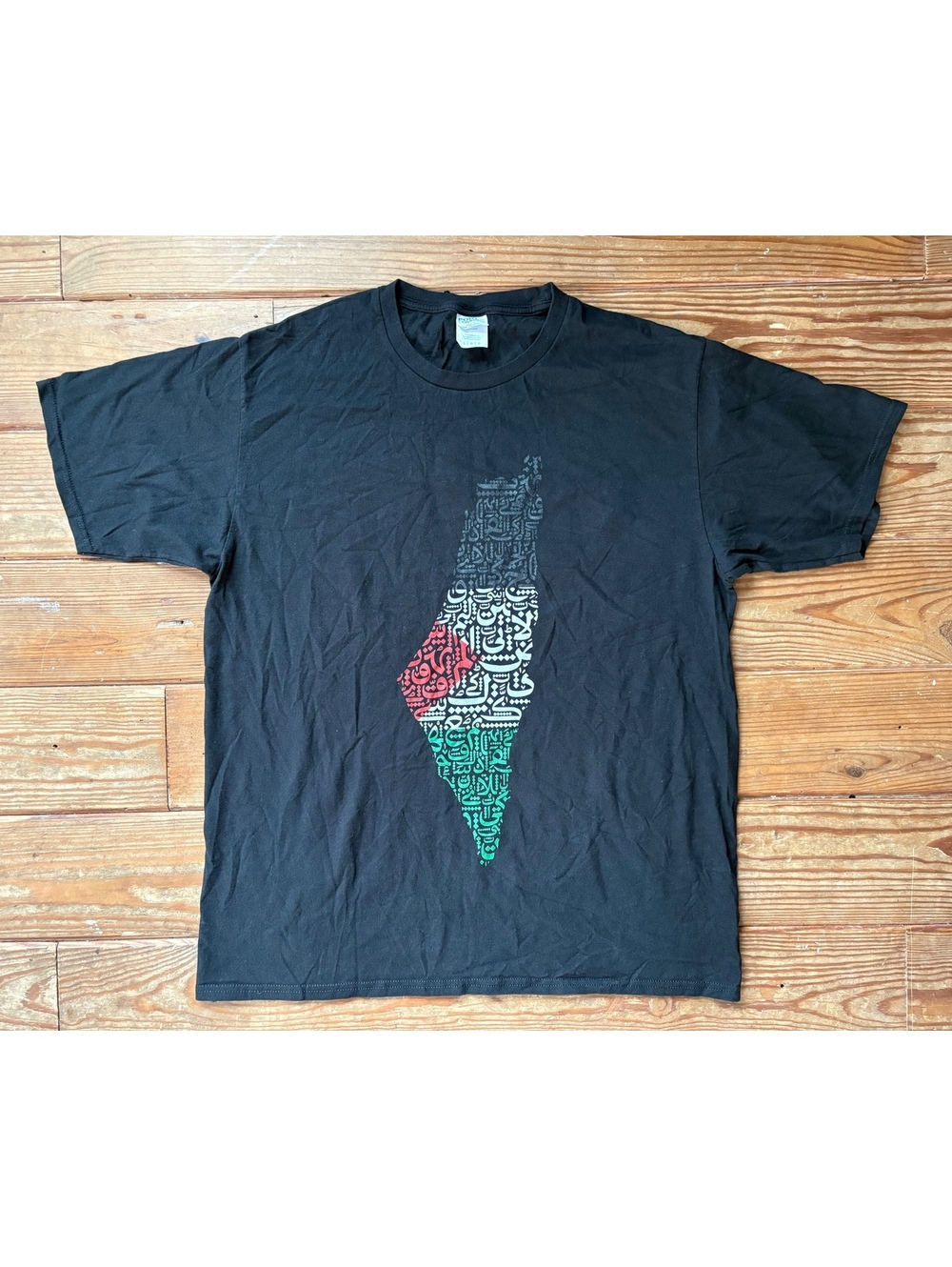 Palestine Map Arabic Calligraphy T Shirt Black Graphic Men’s Large